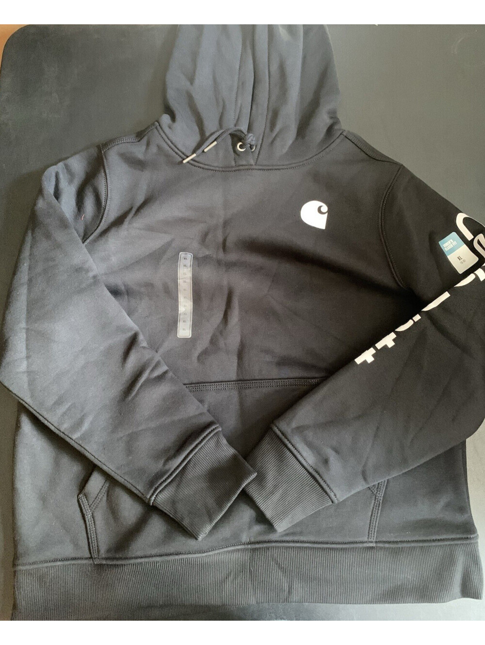 Carhartt Hoodie Women's XL Black Pullover Relaxed Fit Logo Fleece New With Tags